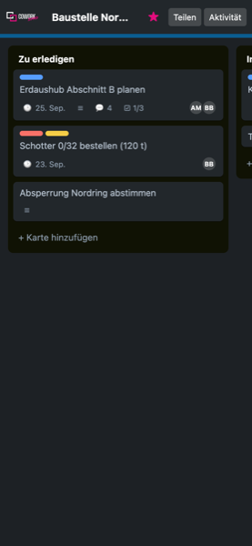 Board auf dem Handy